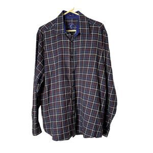 Bugatchi Men's Button Down Shirt Classic Fit Multicolored Plaid Size L US XL